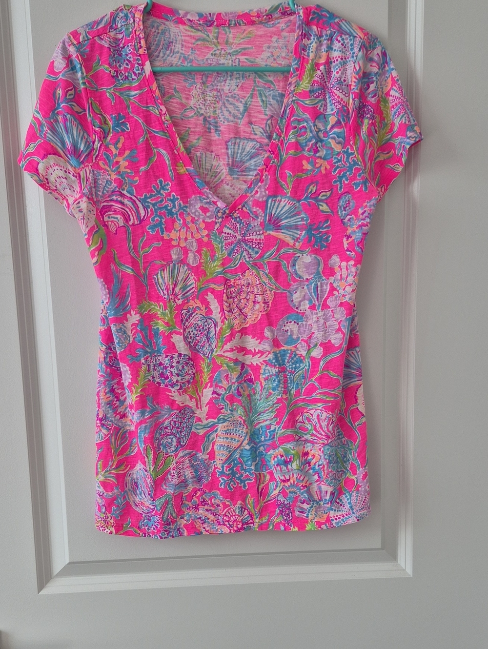 Lilly Pulitzer Etta Shell Pink Tee Size Small Cotton